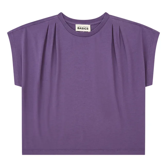 Girl's Organic Cotton Pleated T-shirt | Blueberry