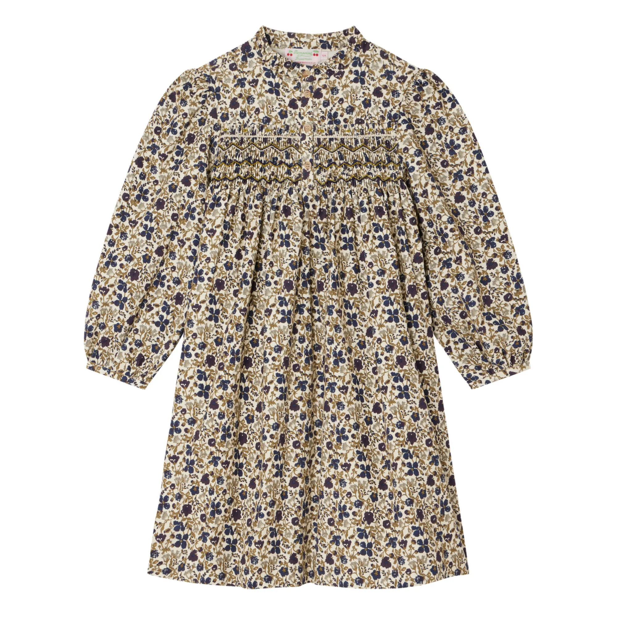 Bonpoint Ecru Exclusive Liberty Milleraies Velvet Smocked Dress Tamsin