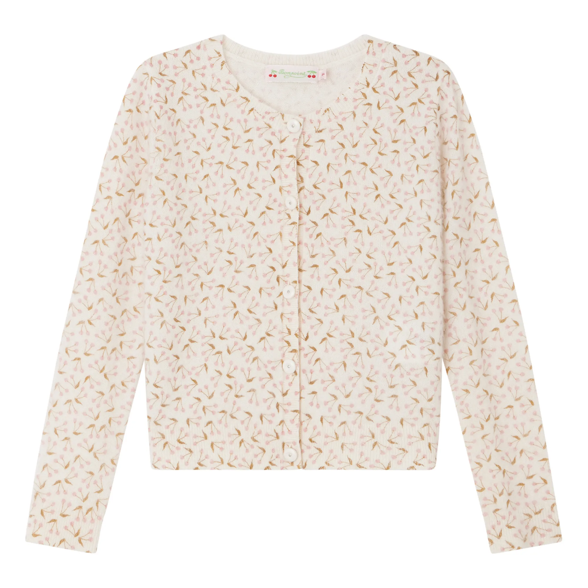 Bonpoint Ecru Cherry Twist Cashmere Cardigan