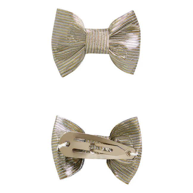 Set of 2 Miniclic Bow Hair Slides - Ceremony Collection  | Gold