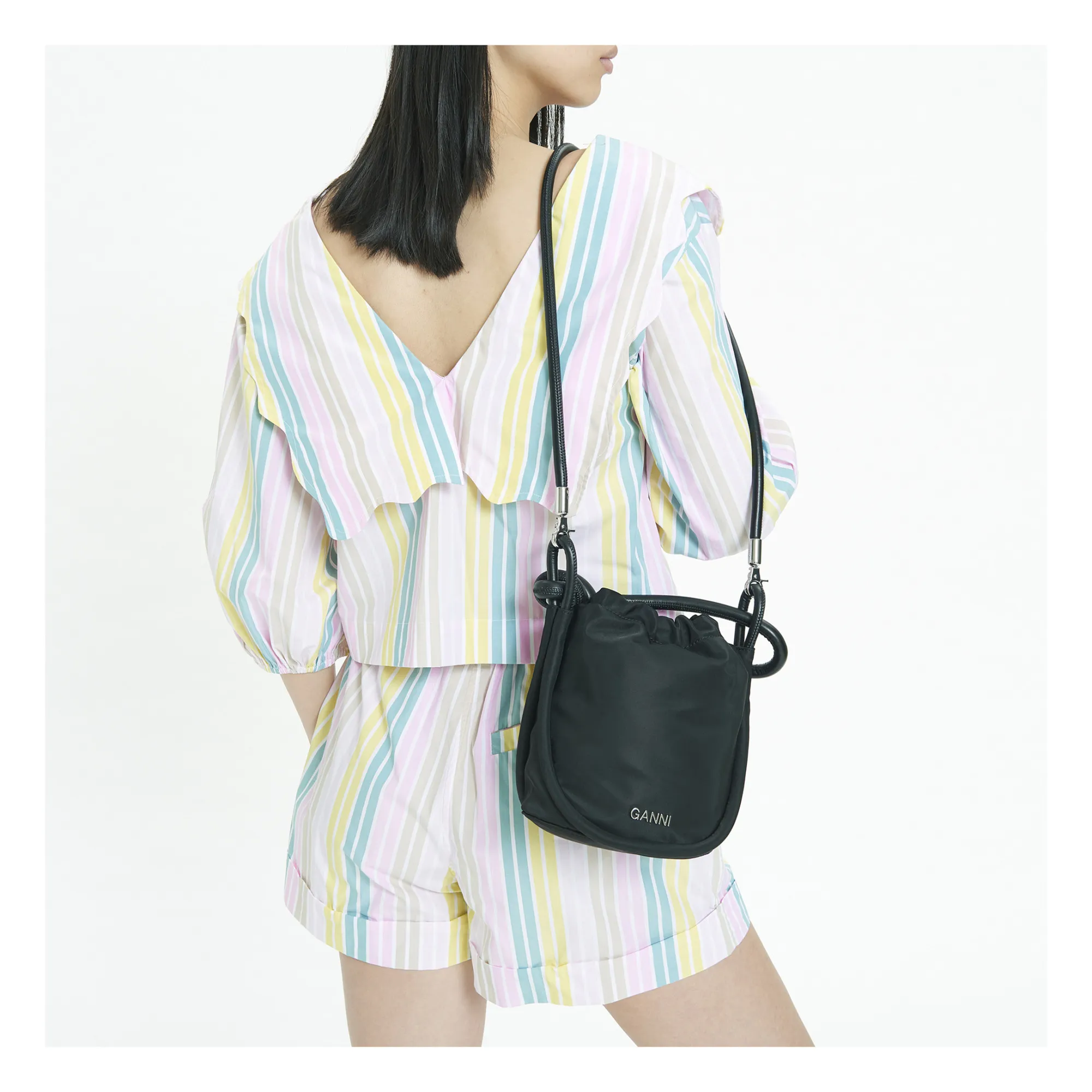 Ganni - Small Knot Bucket Bag Recycled Materials - Black | Smallable 