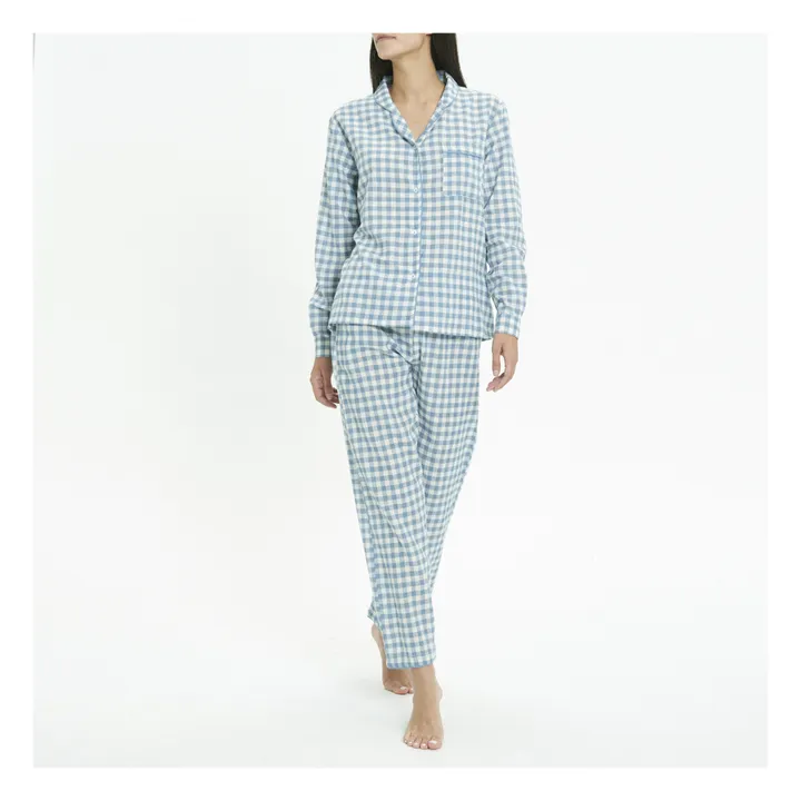 Pyjama Kariert Libeccio | Blau- Produktbild Nr. 1