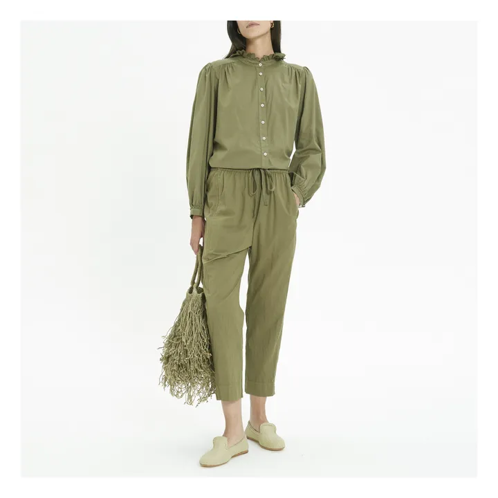 Pantalones de popelina de algodón Draper | Verde musgo- Imagen del producto n°1