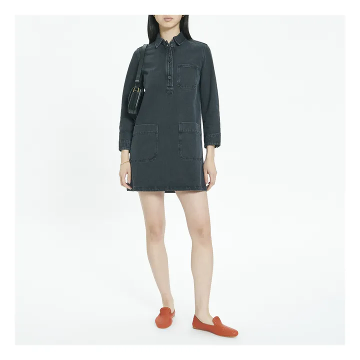 Kleid Aurelia aus recycelter Baumwolle | Washed Black- Produktbild Nr. 1