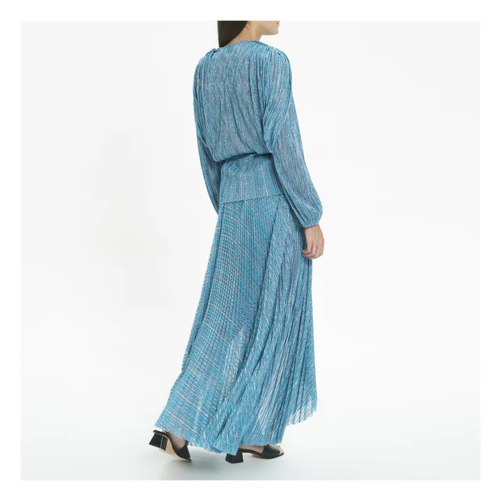 Jupe Portefeuille Métallisée | Bleu- Image produit n°2