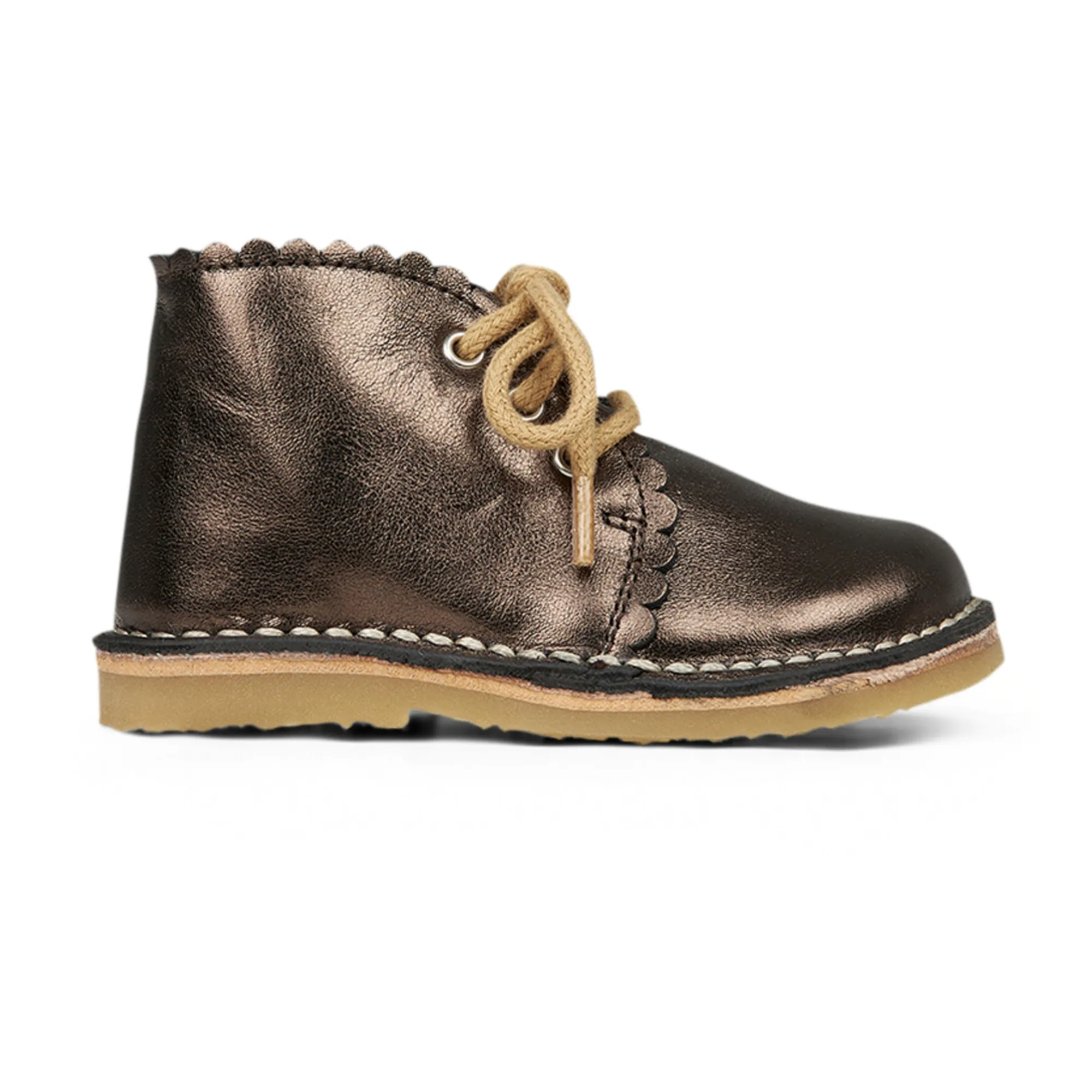 Petit Nord Black Scalloped Lace-Up Boots
