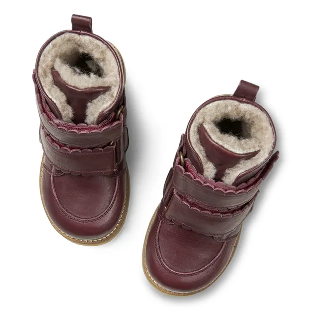 Boots Fourrées Scratchs Scallop Winter | Prune