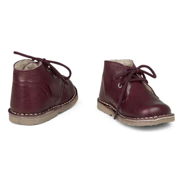Gefütterte Halbschuhe mit Schnürsenkel Desert Winter | Pflaume