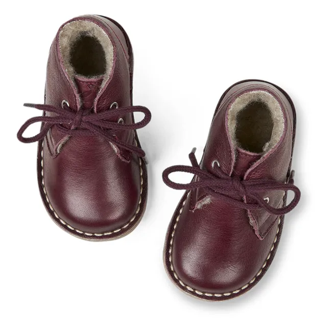 Gefütterte Halbschuhe mit Schnürsenkel Desert Winter | Pflaume