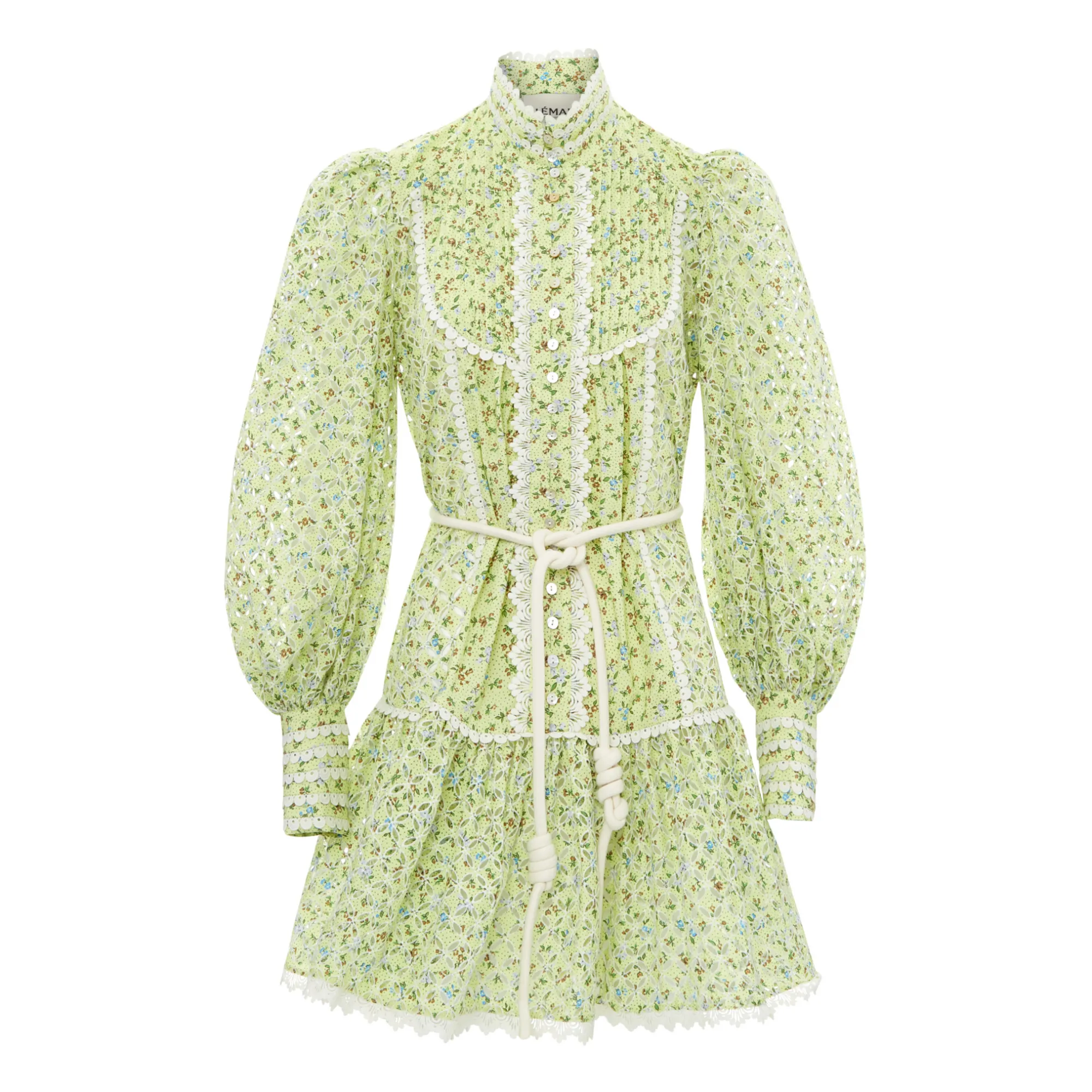 Alémais Mint Green Maeve Organic Cotton Embroidered Dress