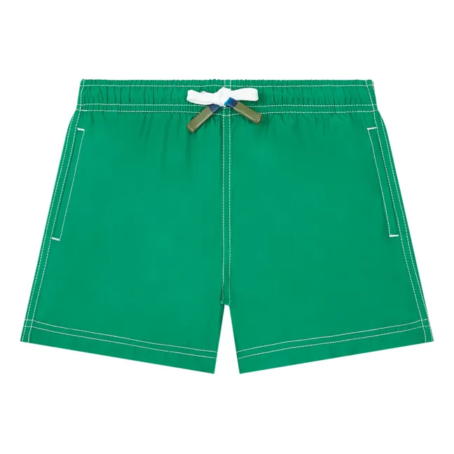Shorts de baño de niño de poliéster reciclado | Verde Oscuro