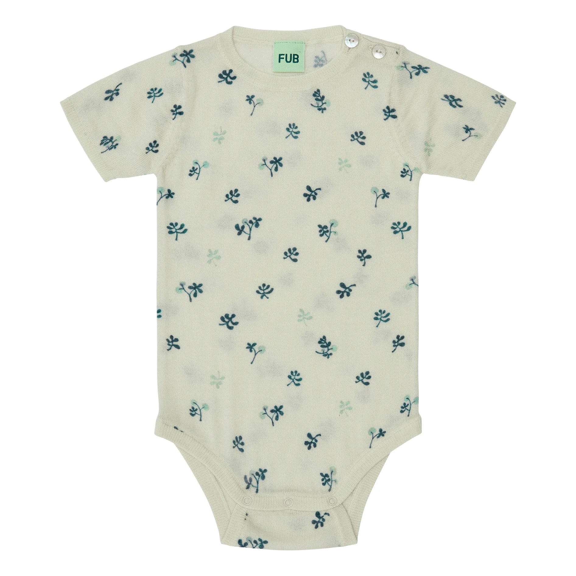 Fub Almond Green Merino Wool Printed Fine Knit Bodysuit