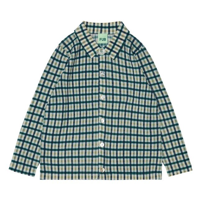 Camicia stampata in lana merino | Verde