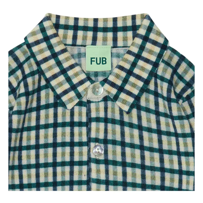 Camicia stampata in lana merino | Verde