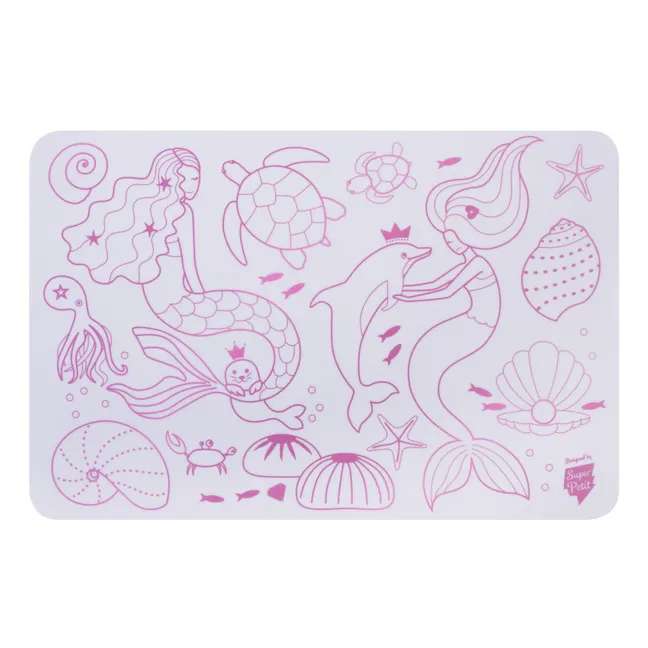 Mini reversible coloring placemat with 4 felt-tip pens - Sirène