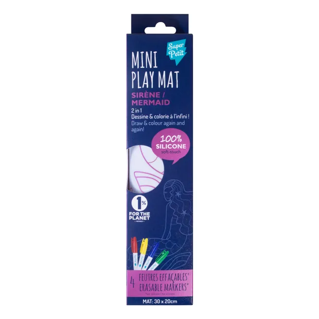 Mini reversible coloring placemat with 4 felt-tip pens - Sirène
