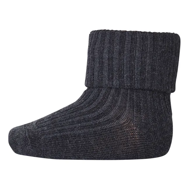 Chaussettes Rib en laine | Gris foncé