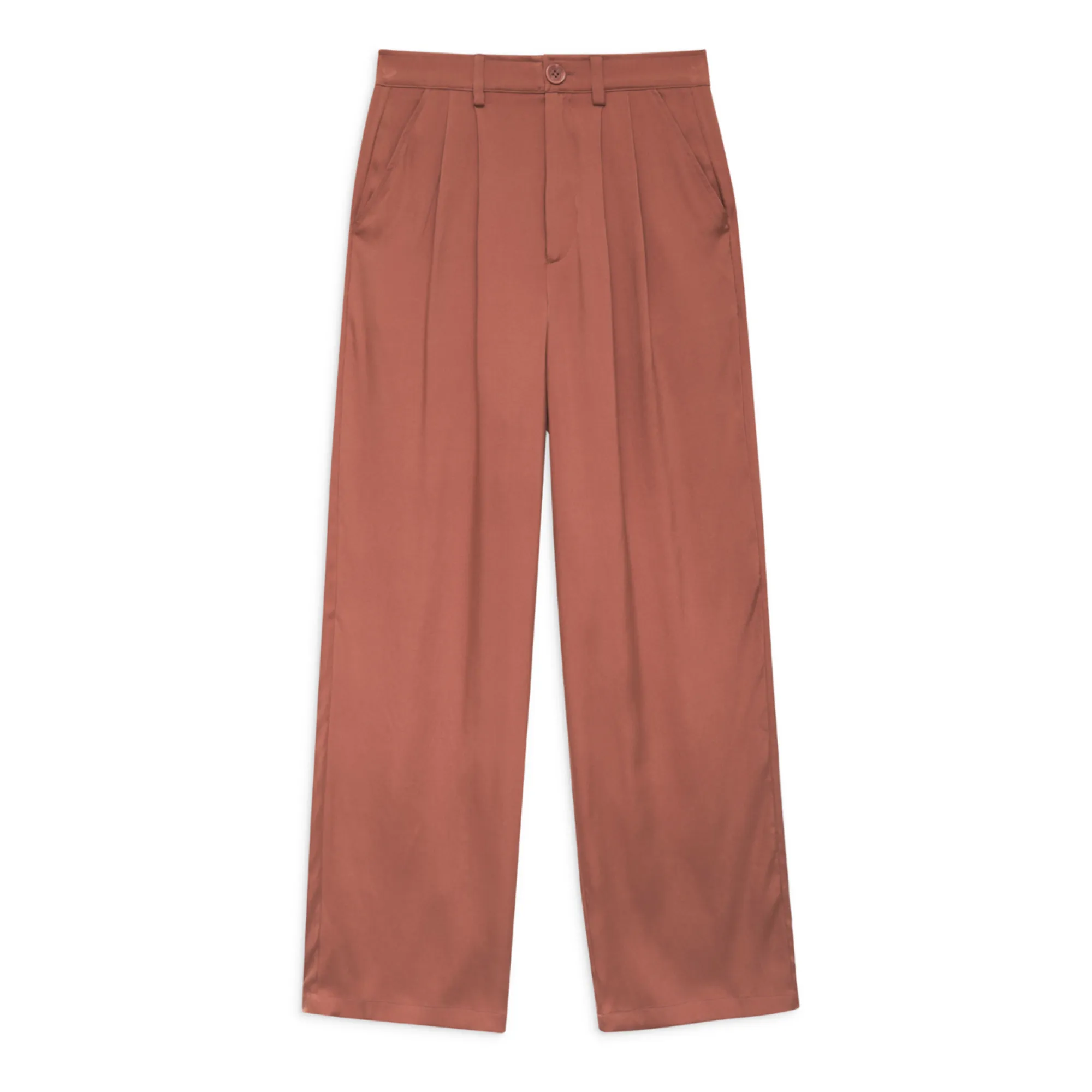 Anine Bing Terracotta Carrie Silk Trousers