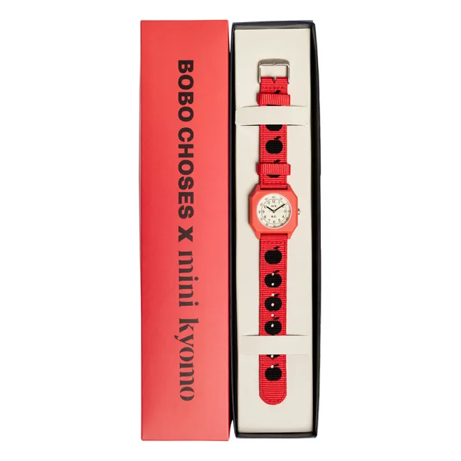 Bobo Choses x Mini Kyomo Zusammenarbeit - Uhr aus recyceltem Nylon Apfel | Rot