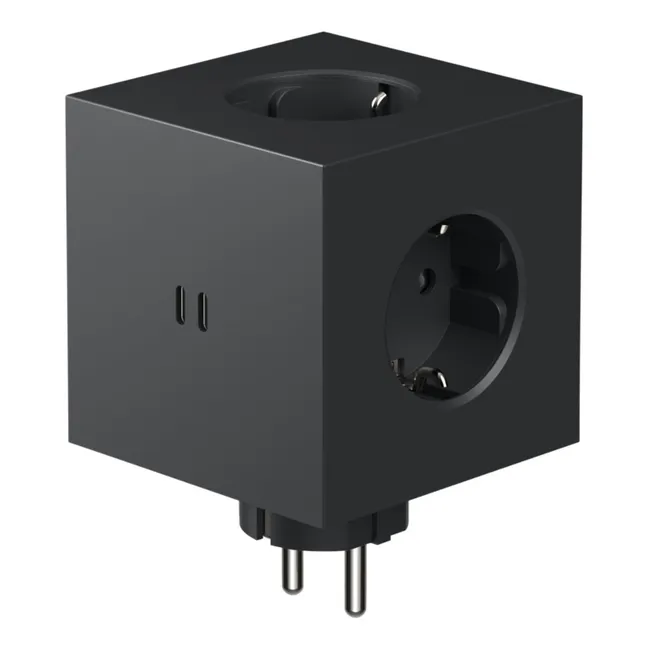Prise murale Square 2 avec port USB-C | Noir