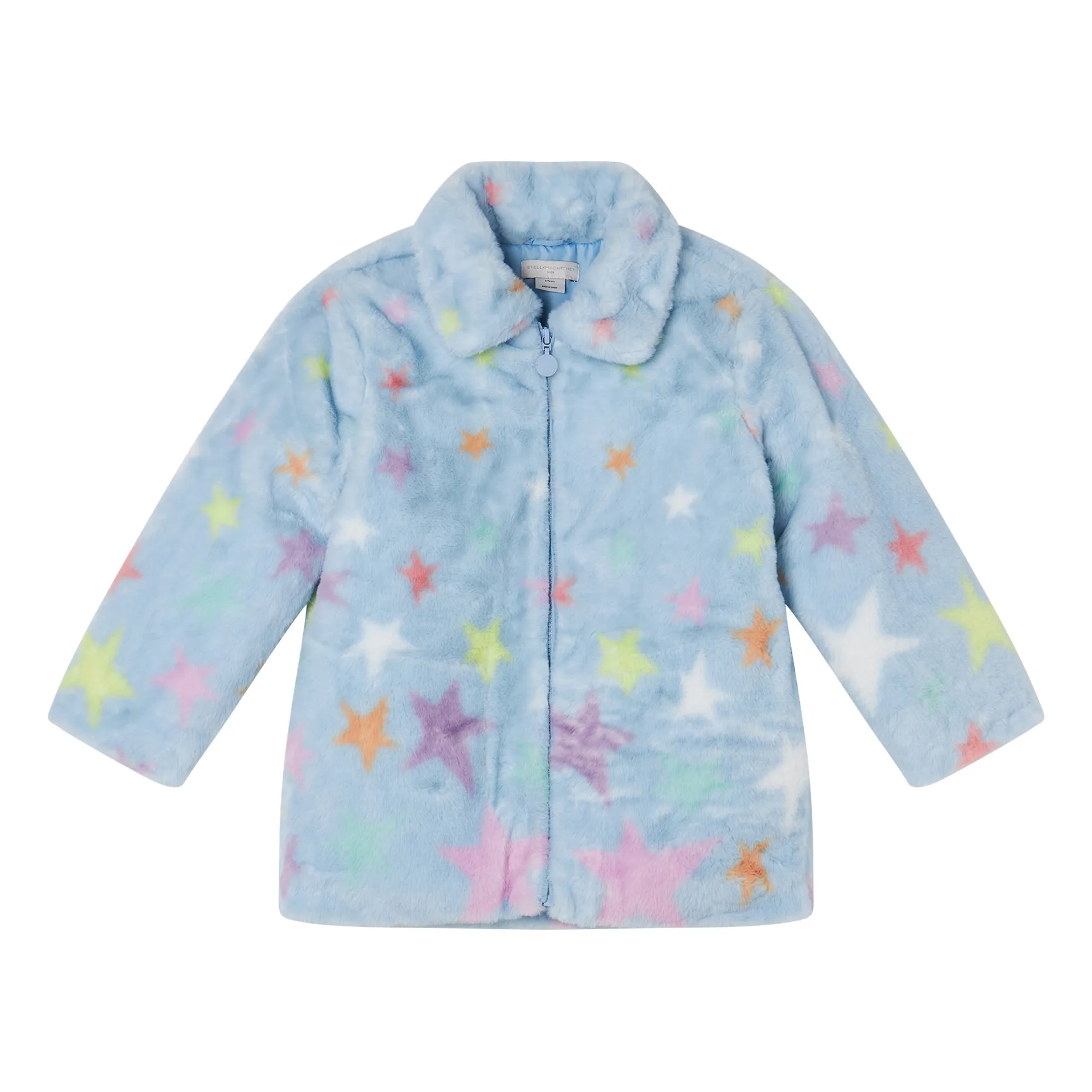 Stella Mccartney Kids Light Blue Star Faux Fur Coat