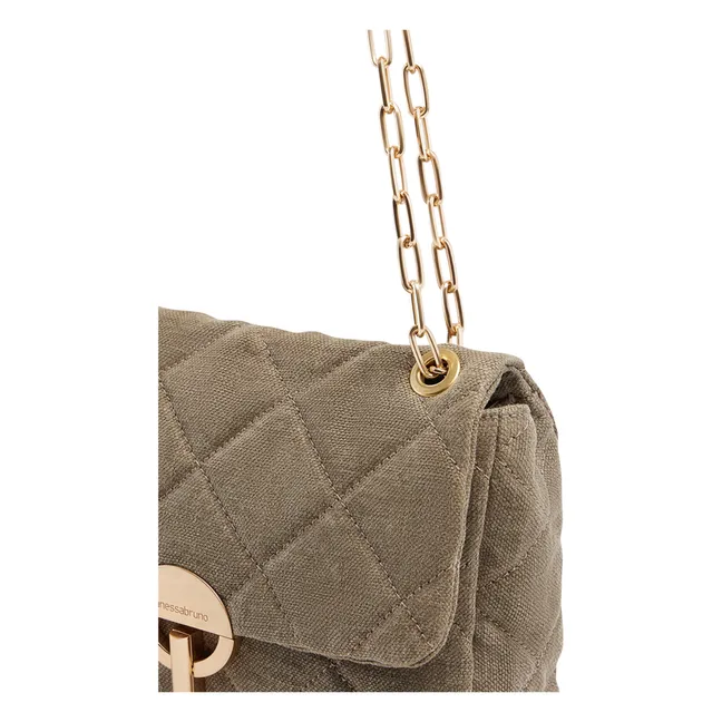Moon MM Quilted Denim and Linen Bag | Khaki