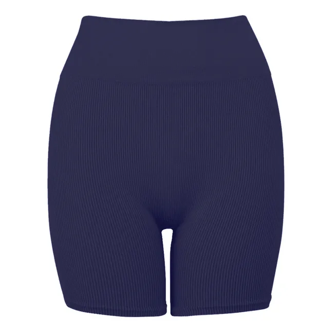 Ribbed Multifunctional Biker Shorts | Navy blue