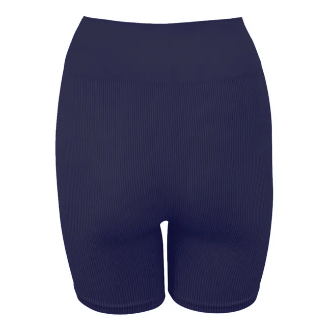 Ribbed Multifunctional Biker Shorts | Navy blue
