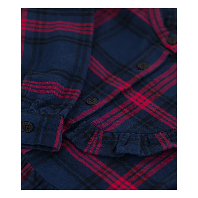 Flannel Check Dress | Navy blue