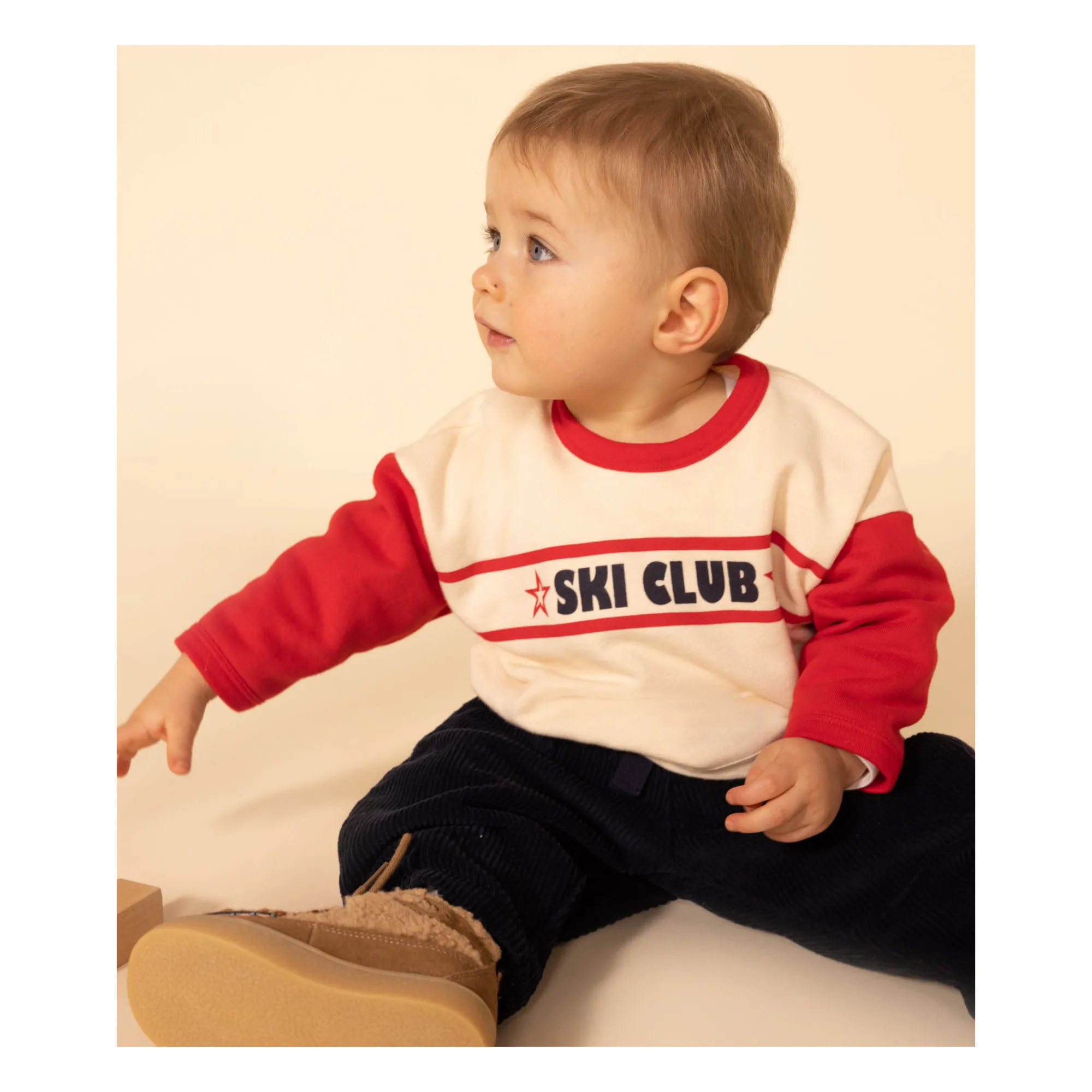 Petit Bateau Ski Club Printed Fleece Sweatshirt Red Smallable