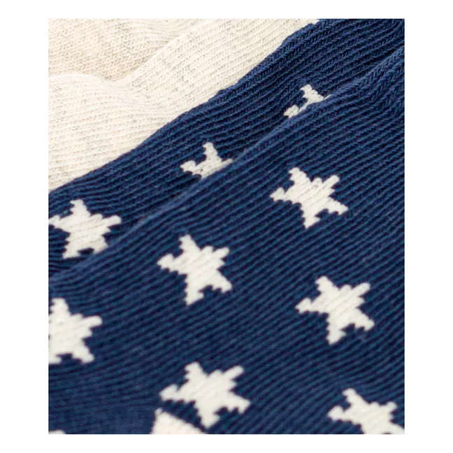 Lote de 2 pares de calcetines con estrellas | Azul Marino