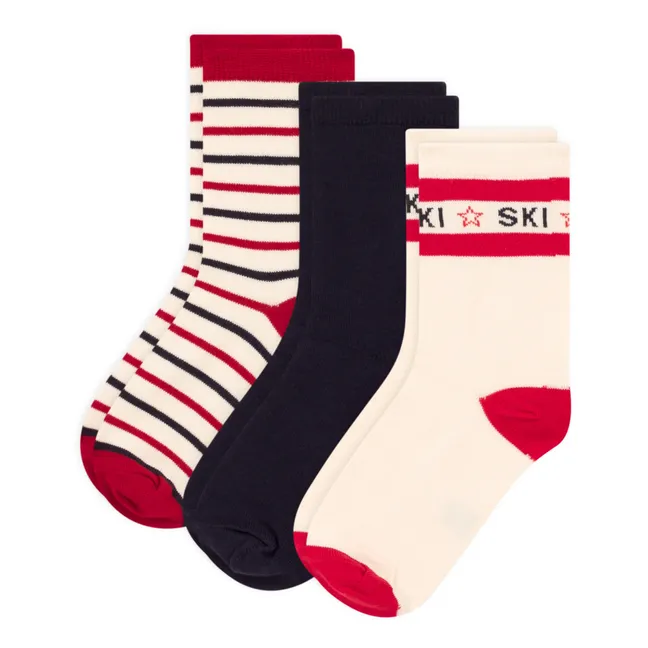 Lote de 3 pares de calcetines SKI | Rojo