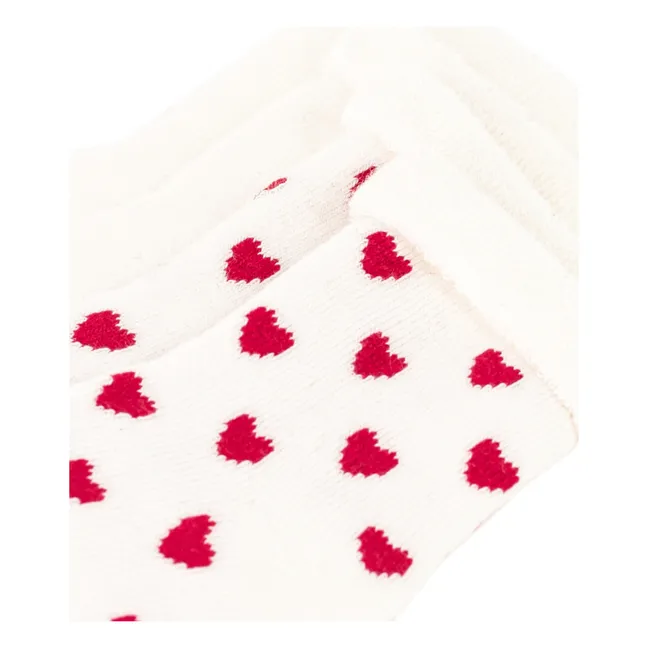 Lot 2 Paires de Chaussettes Coeurs Coton Bio | Blanc