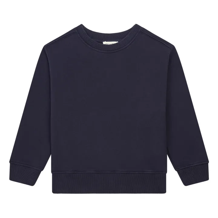 Boy's Organic Fleece Crewneck Sweatshirt | Navy blue- Product image n°0
