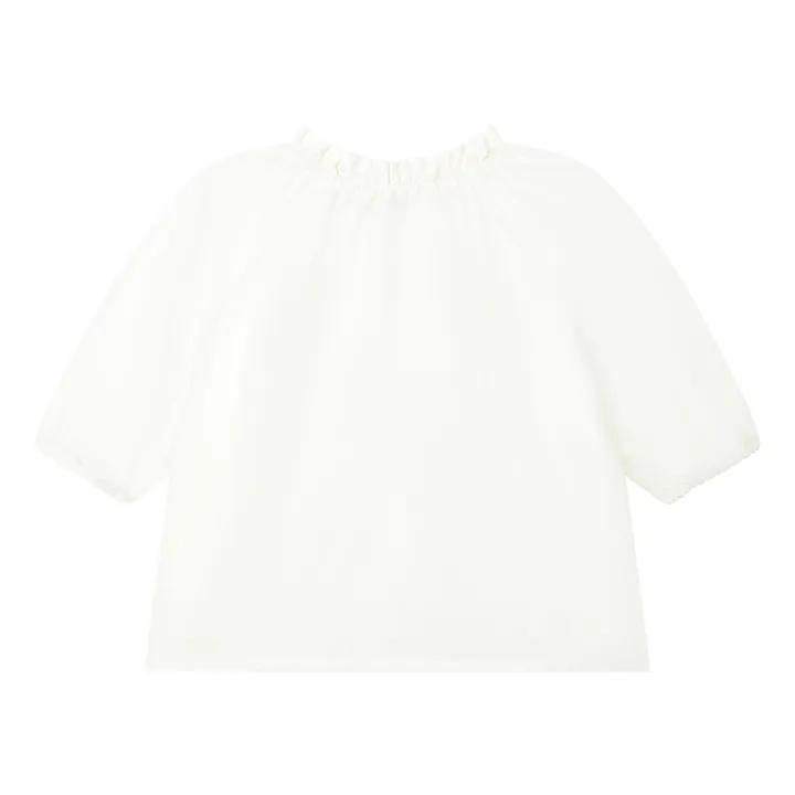 Girl's 3/4 Sleeve Organic Poplin Dress | Off white- Product image n°2