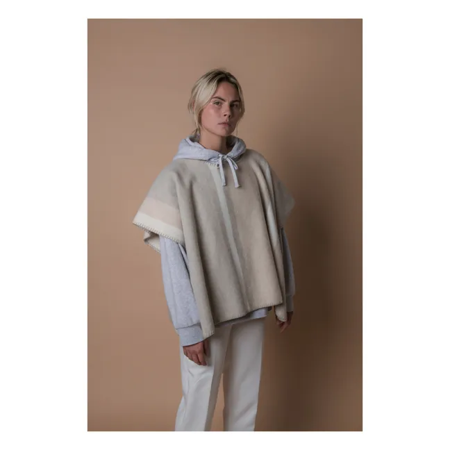 Mothearl Long Poncho Recycled Wool | Beige