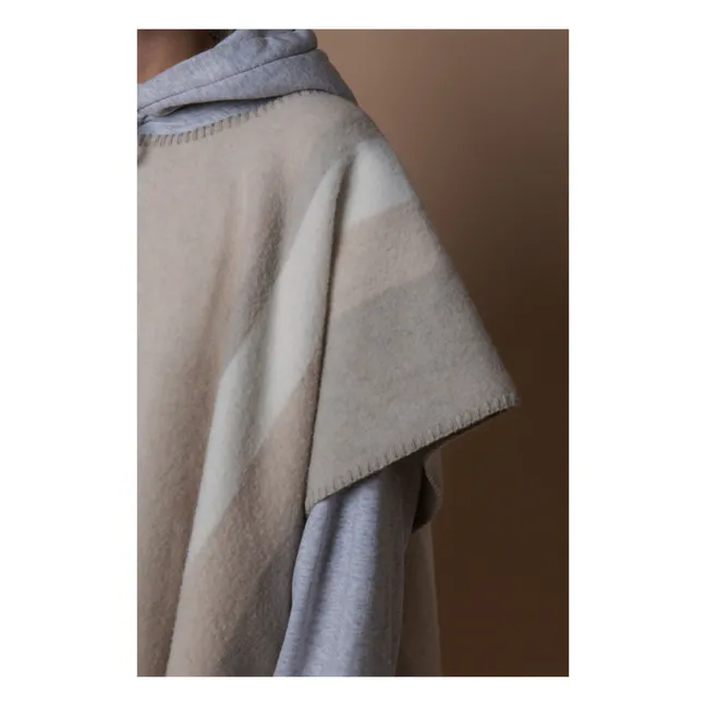 Mothearl Poncho lungo in lana riciclata | Beige