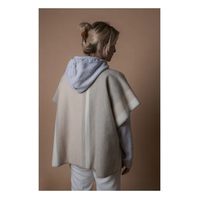 Mothearl Long Poncho Recycled Wool | Beige