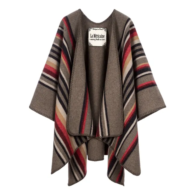 Apache Recycled Wool Cape | Taupe brown