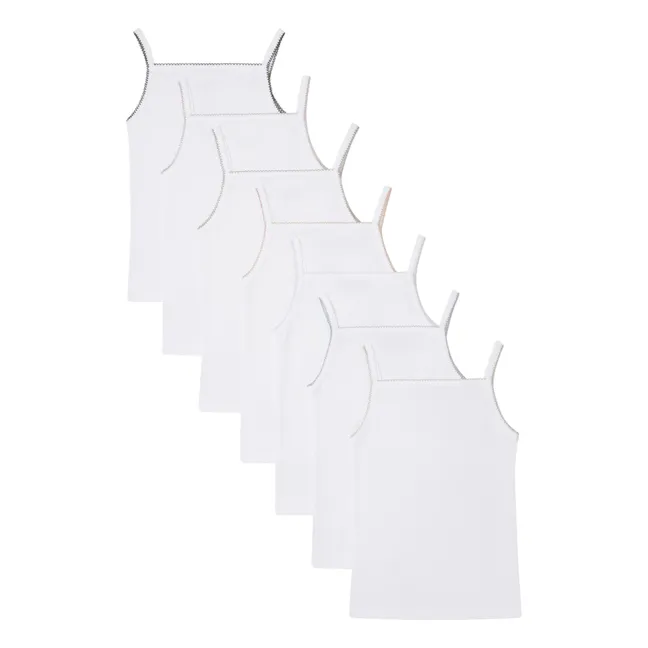 Set of 7 Vest Tops | White