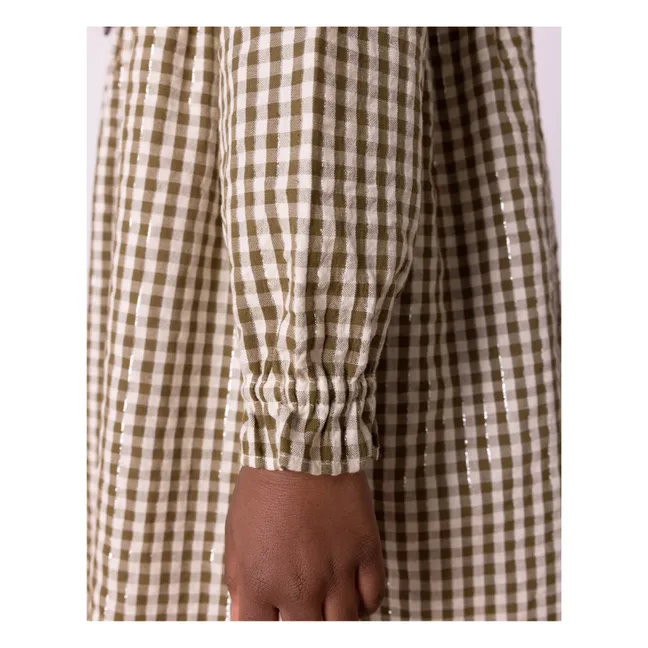 Daya Lurex Vichy Dress | Khaki