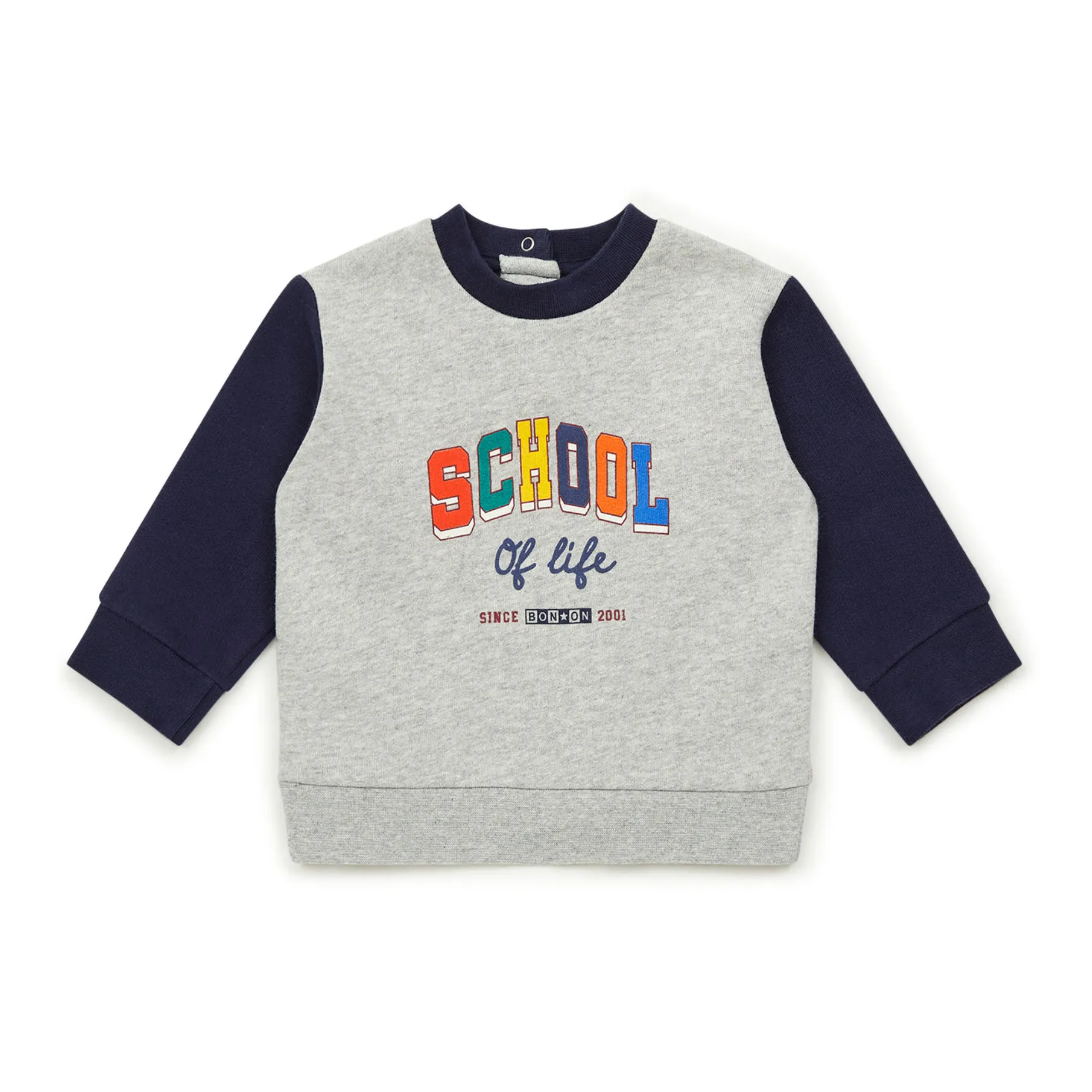 Bonton Heather Grey School Organic Cotton Two Tone Sweatshirt