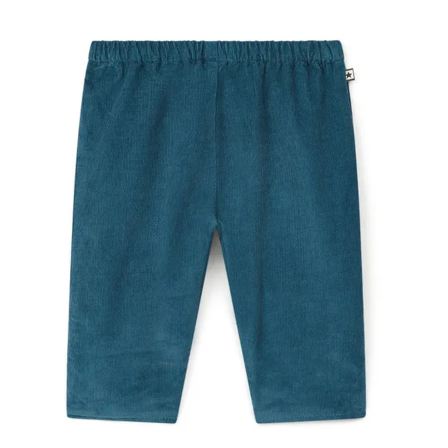 Pantalón de terciopelo de algodón orgánico Brioche | Azul