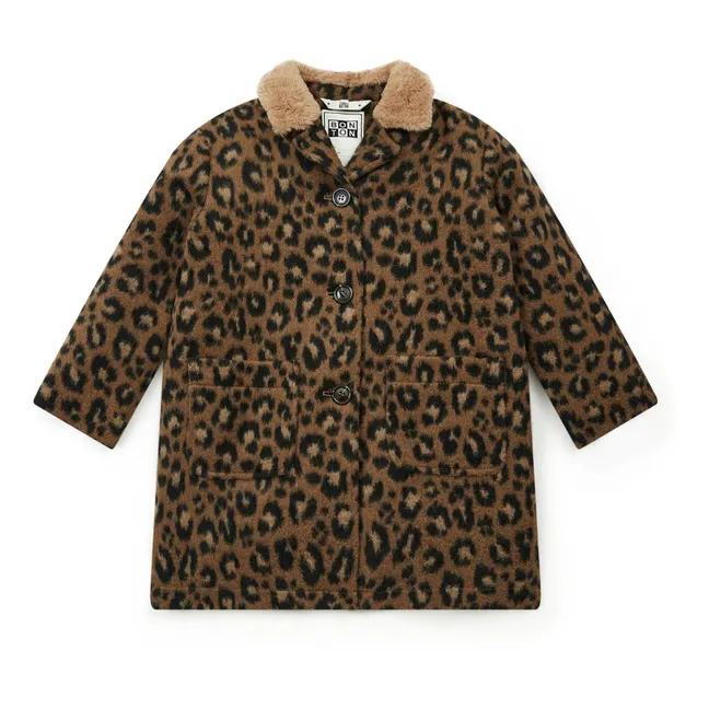 Abrigo de piel de leopardo Hilda | Marrón