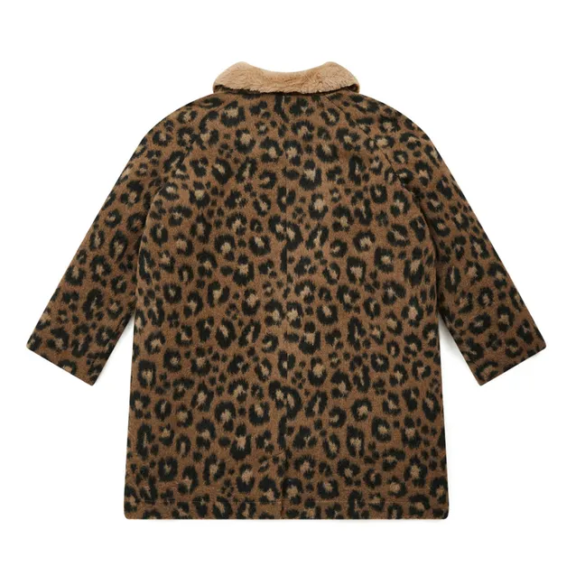 Abrigo de piel de leopardo Hilda | Marrón
