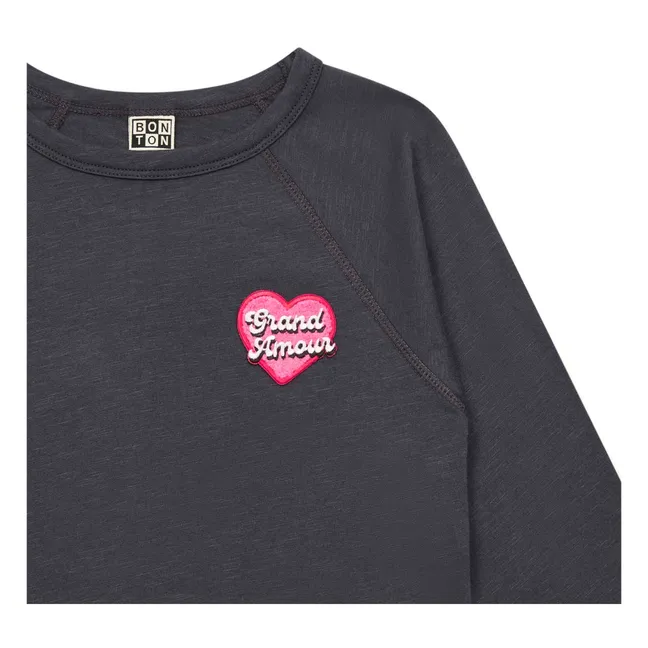 Camiseta Slub Flamed de algodón orgánico | Gris Antracita