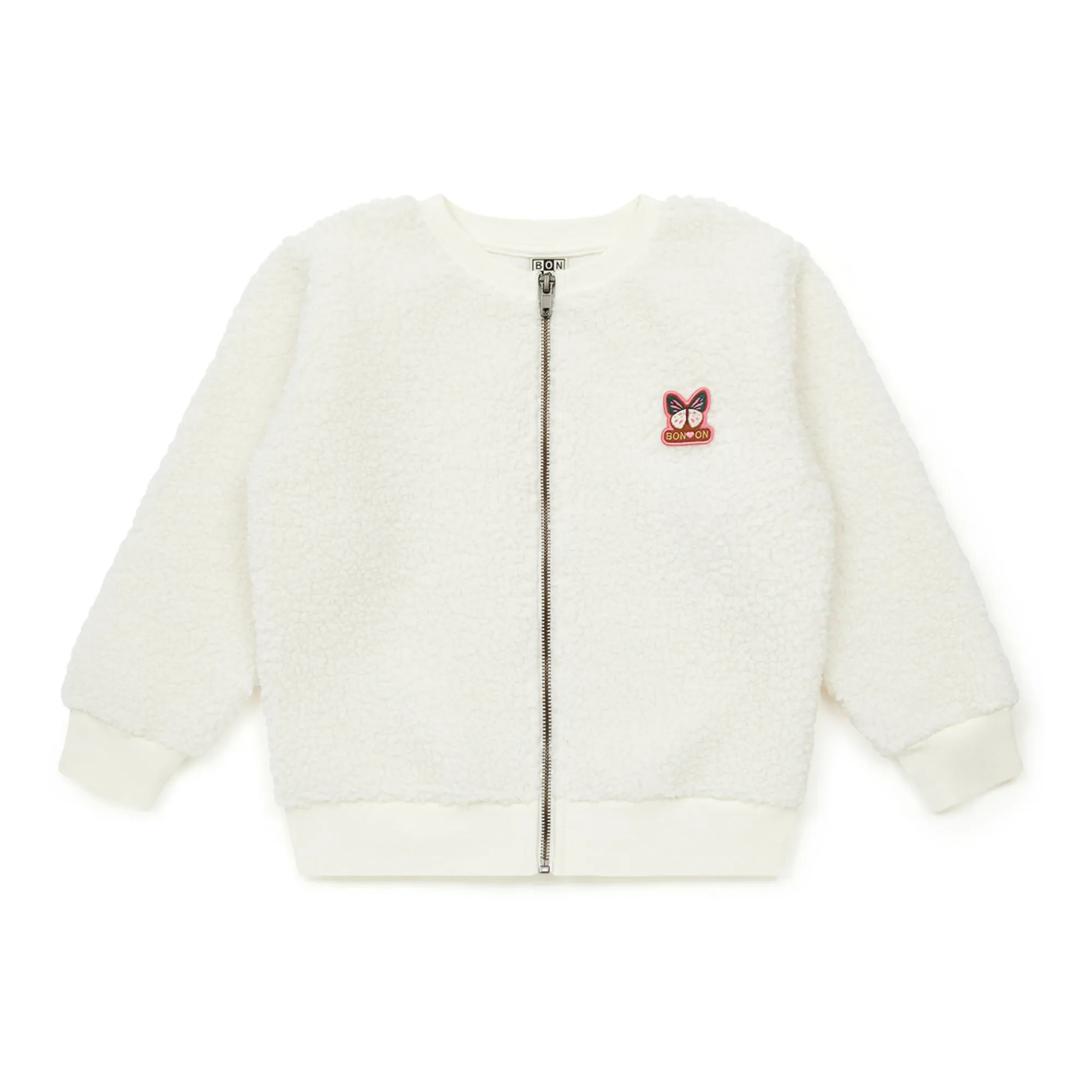 Bonton Ecru Faux Fur Teddy Zipped Sweatshirt