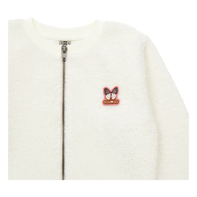 Faux Fur Teddy Zipped Sweatshirt | Ecru