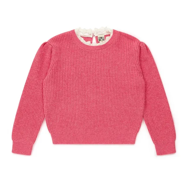 Pullover Kragen Spitze Lace | Rosa