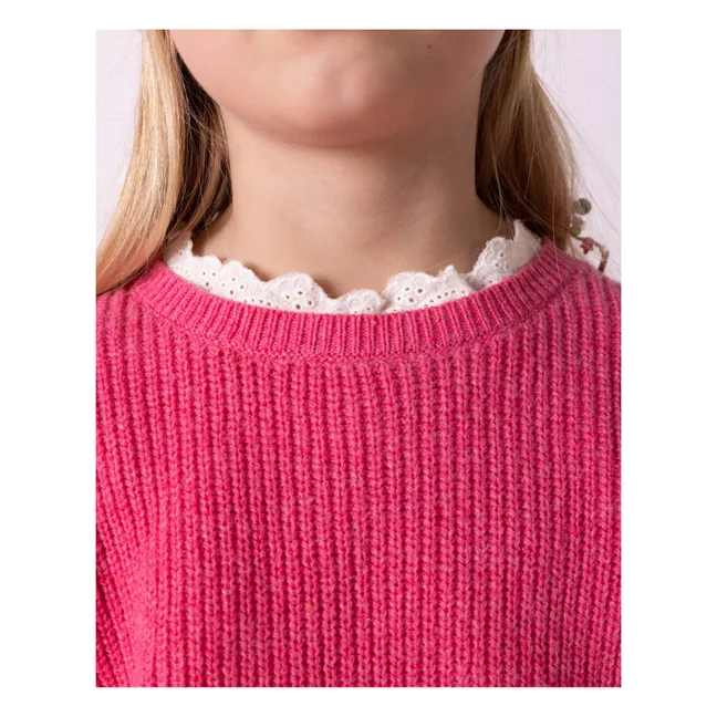 Lace Neck Sweater | Pink